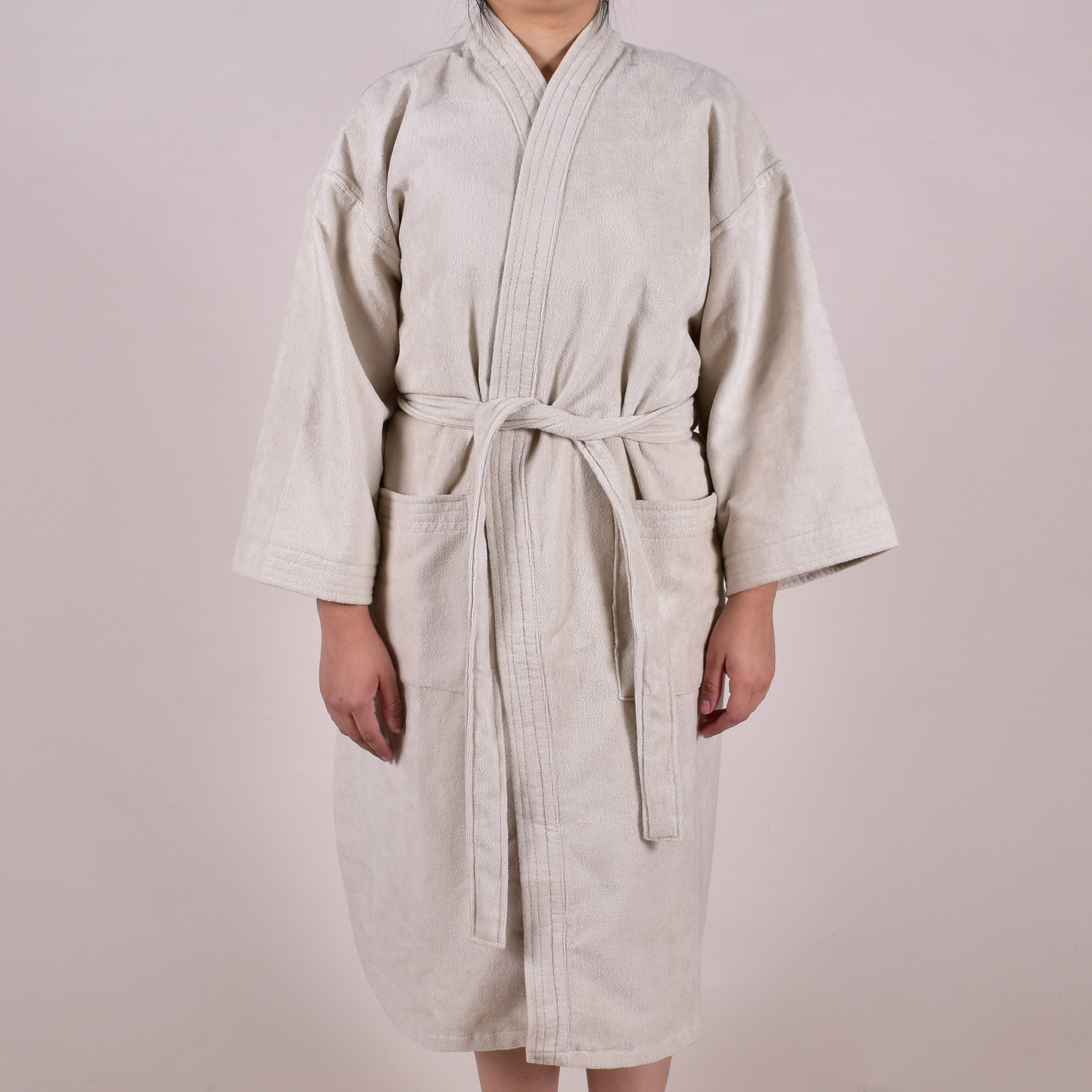 Bata de Toalla Velour Beige - PILAR